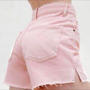 Bubblegum Pink Button Fly Mom Shorts